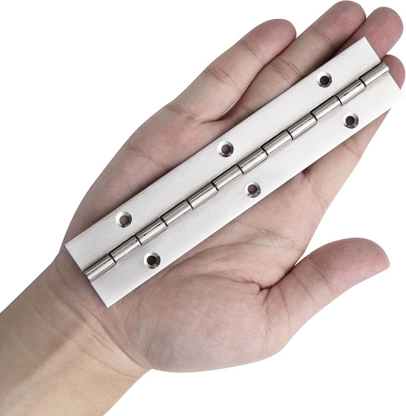 FVSEC 12 Pack 6 Inch Piano Hinge, Heavy Duty Continuous Hinge with Holes for Cabinets Boat Marine Door, 304 Stainless Steel 0.04" Leaf Thickness 1.2'' Open Width - Image 5